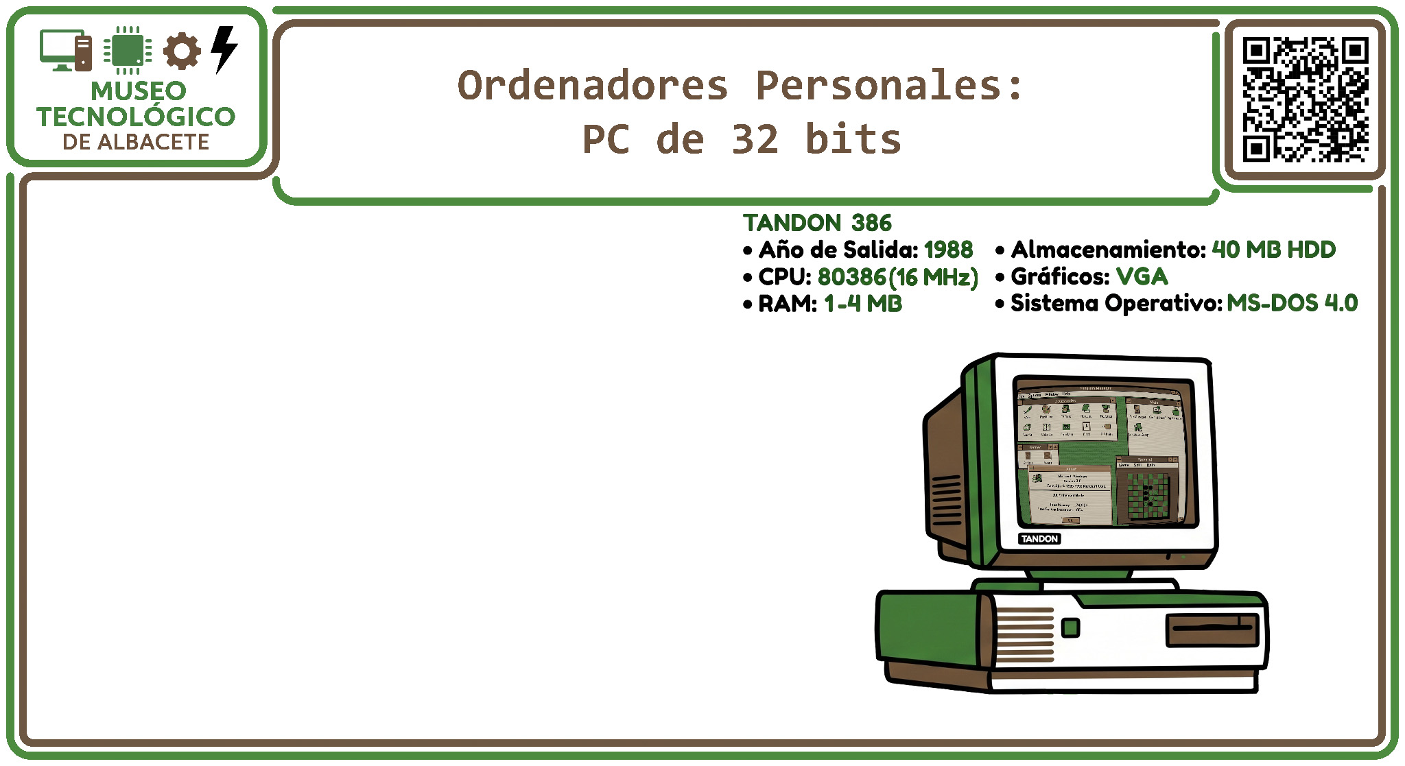 Ordenadores Personales: PC de 32 bits - Tandon 386 - Museo Tecnológico de Albacete